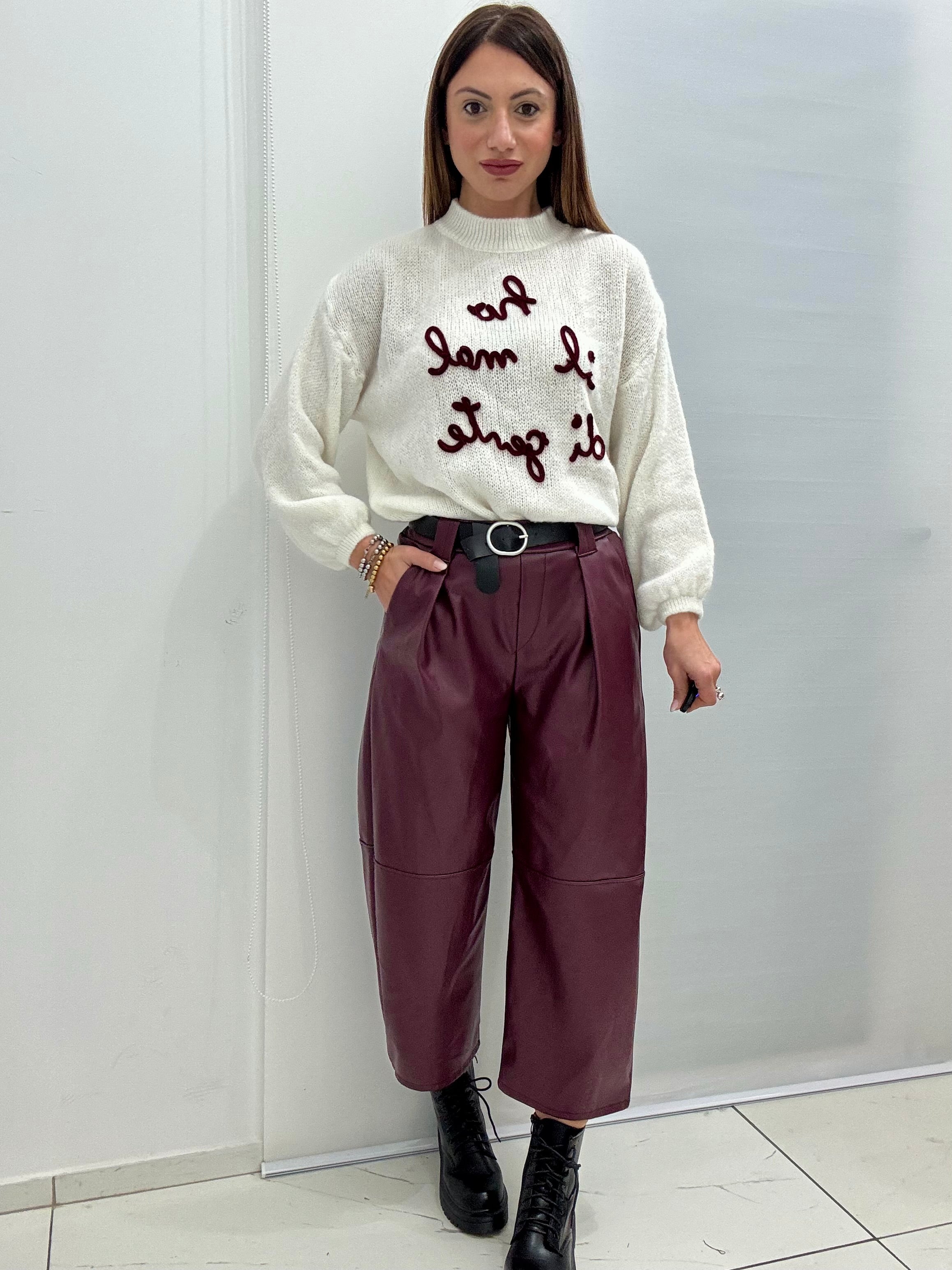 Pantalone Ecopelle Ballon art.9929 Bordeaux